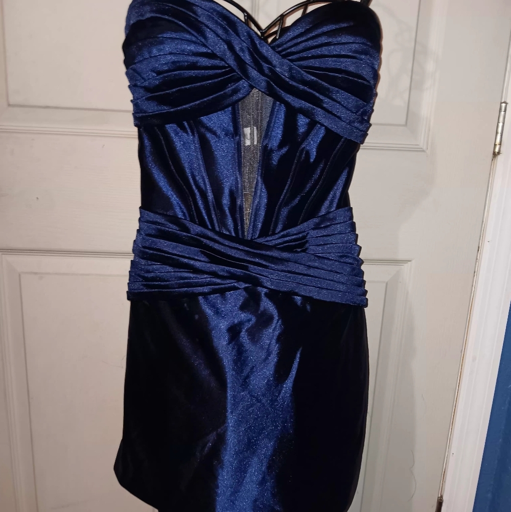 Sherri Hill Midnight Blue Strapless Dresse Womens Sz 14 Short